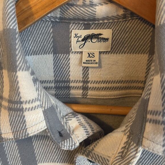 J Crew Seaboard soft-knit shirt in plaid Mens XS Cream Grey - Picture 4 of 7